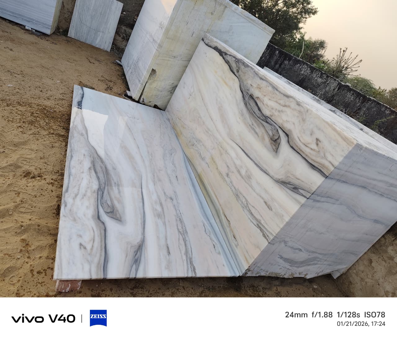 White marble slab polished